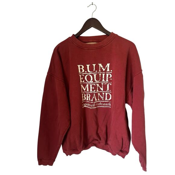 Vtg 90s BUM Equipment Pullover Sweatshirt Logo Spellout Boxy Medium - Picture 1 of 4